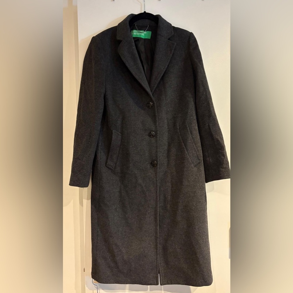 United Colors Of Benetton Gray Trench Coat Timeless Design
